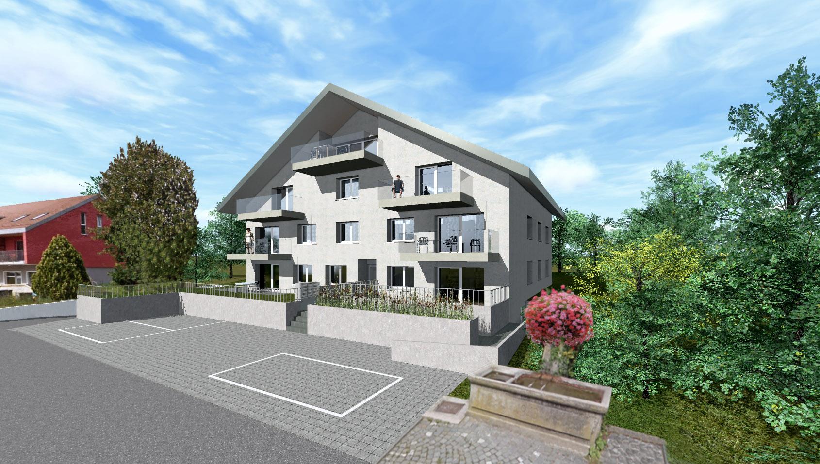 Agréable appartement neuf, de 2½ pièces + balcon.