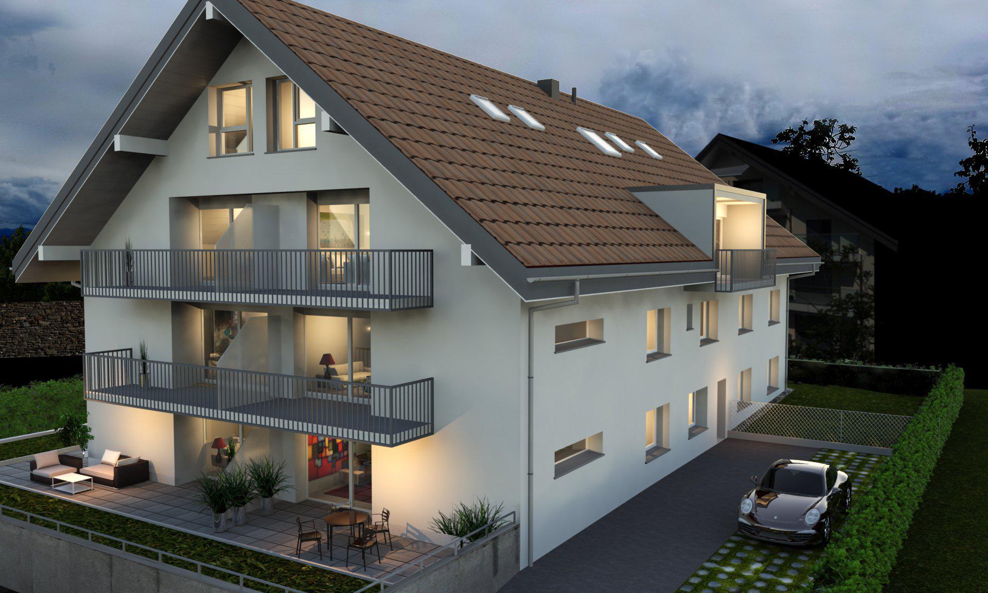 NYON / EYSINS - SUPERBE 2 1/2 pièces + cuisine au 2e étage avec BALCON